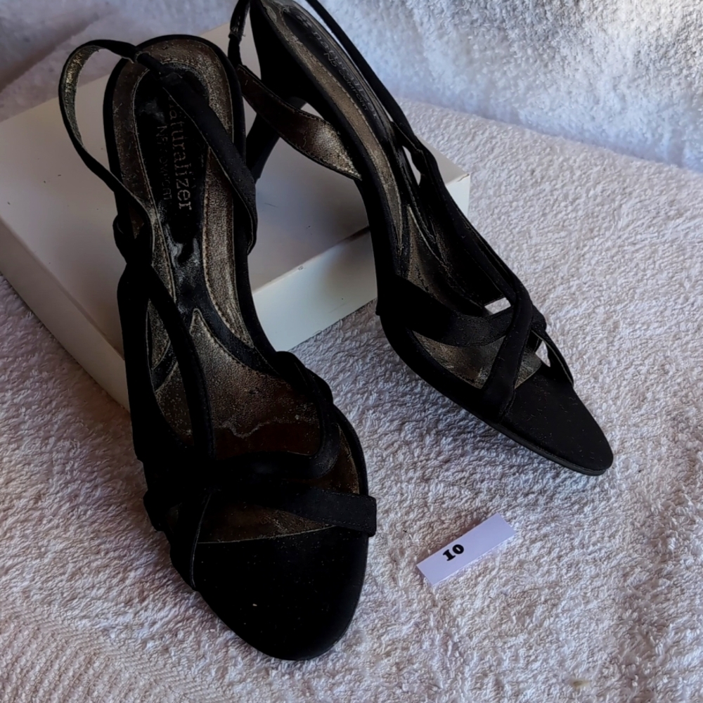 Elegant ,Strappy ,Black Satin ,Naturalizer Sandals